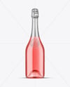 Clear Glass Pink Champagne Bottle Mockup