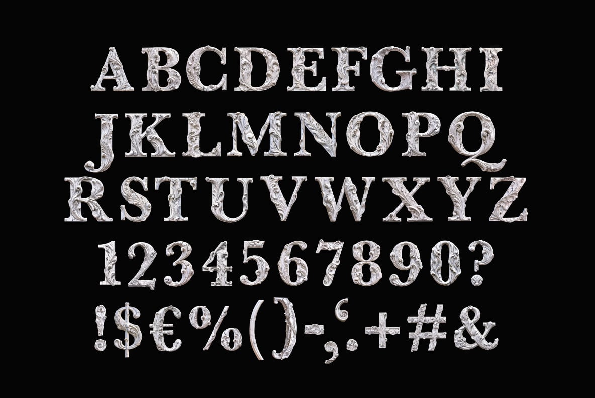 Marble bas-relief Font