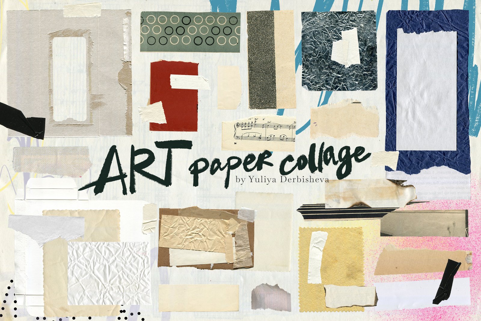 Art Paper collage Vintage &amp; Modern Overlay Textures, Torn, ripped, cutout elements scraps