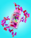 Plastic Bottle with Flying Gummies Mockup