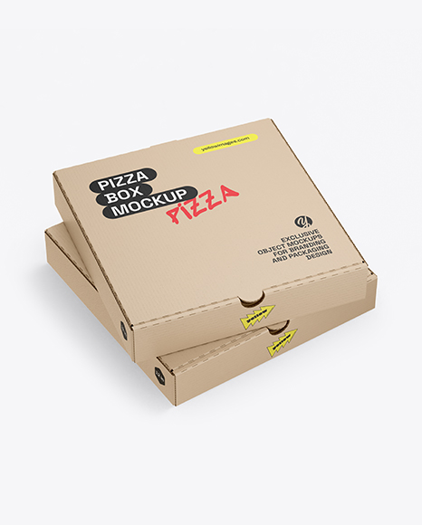 Two Cardboard Pizza Boxes Mockup