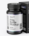 Plastic Pill Bottle with Paper Box Mockup