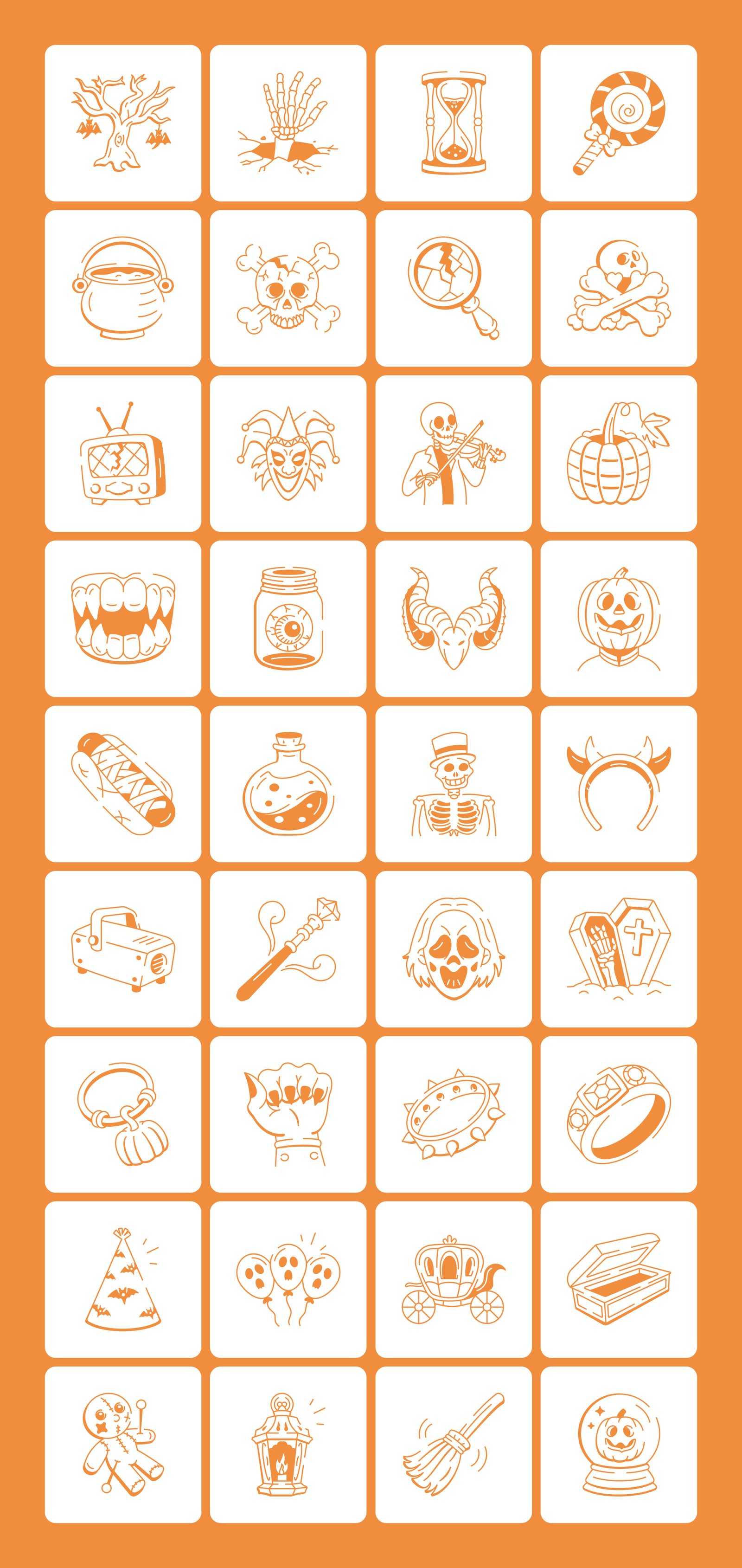 Halloween Doodles Icons Set