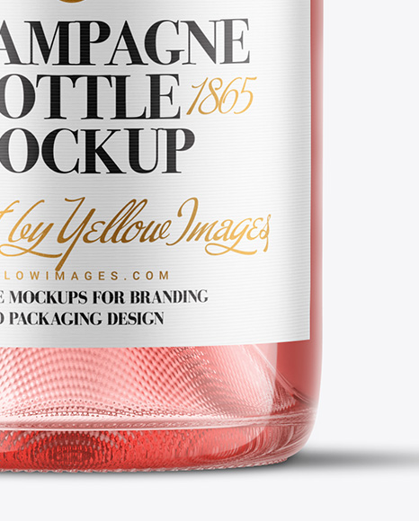 Clear Glass Pink Champagne Bottle Mockup