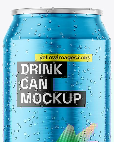 500ml Aluminium Can with Drops Mockup