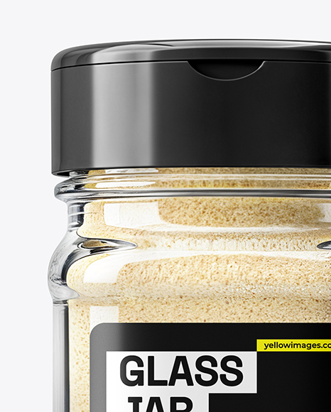 Square Glass Jar with Garlic Powder Mockup