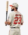 Afro-American Baseball Player Wearing a Jersey and Cap Holding a Bat Mockup