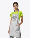 Asian Woman Wearing Apron and T-Shirt Mockup