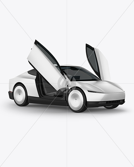 Electric RoboCab W/The Doors Open Mockup - Half Side View