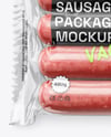 Clear Plastic Flow-Pack with Sausages in Paper Holder Mockup
