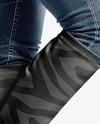 Pair of High-Knee Boots on Women's Legs with Jeans Mockup