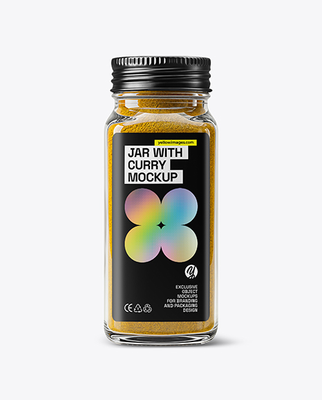 Glass Jar with Curry Powder Mockup