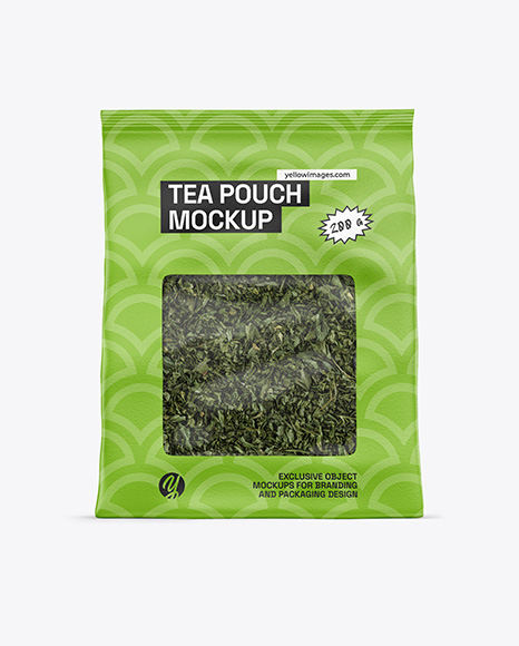Paper Pouch w Dry Green Tea Mockup - Soda can mockup