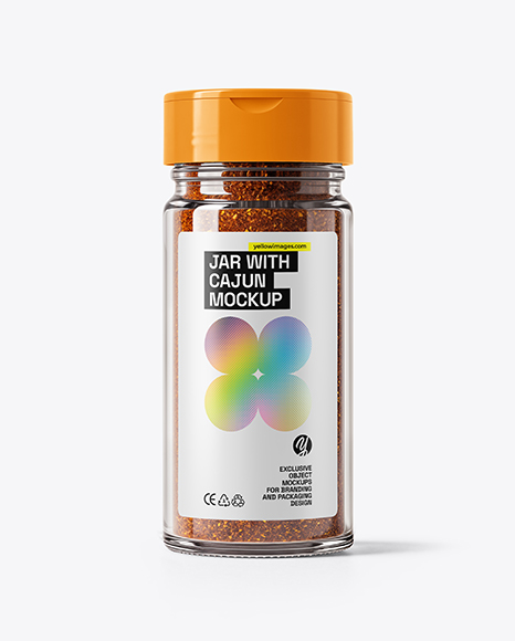 Glass Jar with Cajun Seasoning Mockup