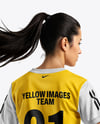 Female Soccer Player Wearing Jersey and Shorts Mockup