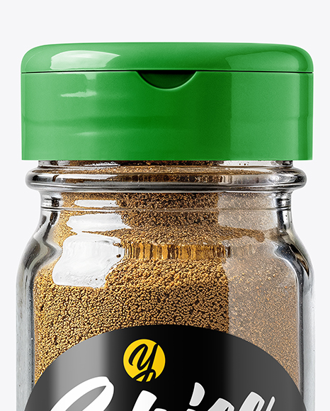 Clear Glass Jar with Ground Cumin Mockup