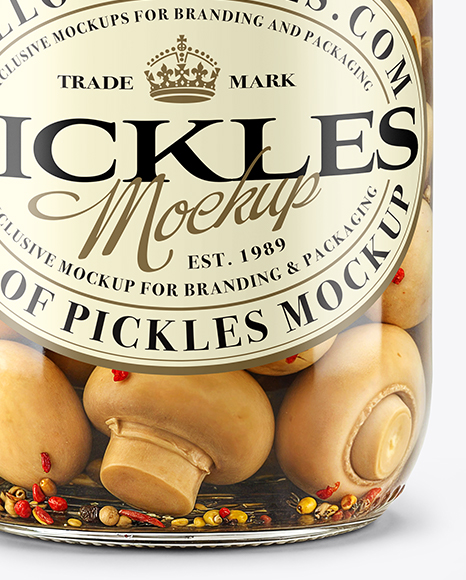 Glass Jar with Pickled Champignons Mockup