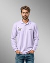 Man Wearing Long-Sleeve Polo Shirt and Jeans Mockup
