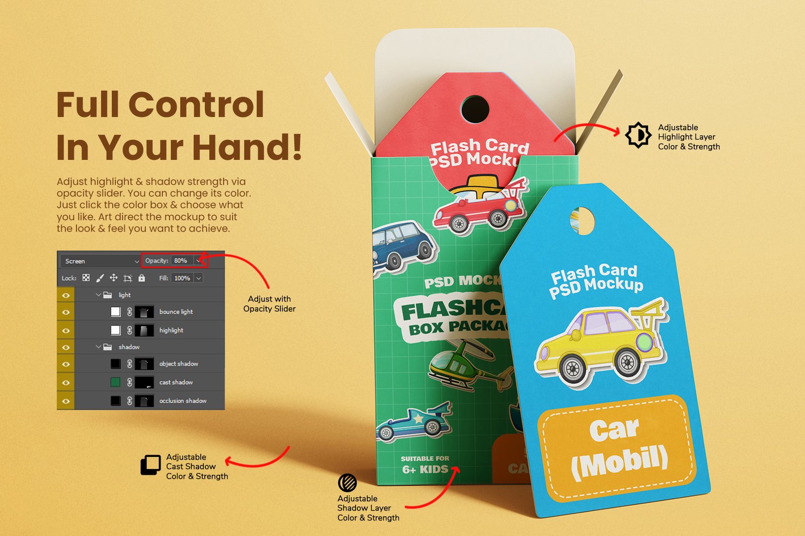 Educational Flash Card PSD Mockup Set