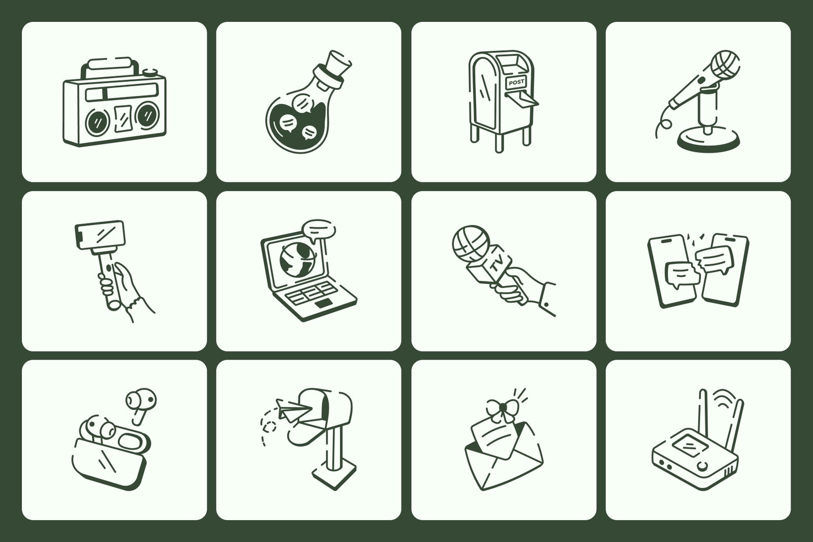 Communication Doodle Icon Set