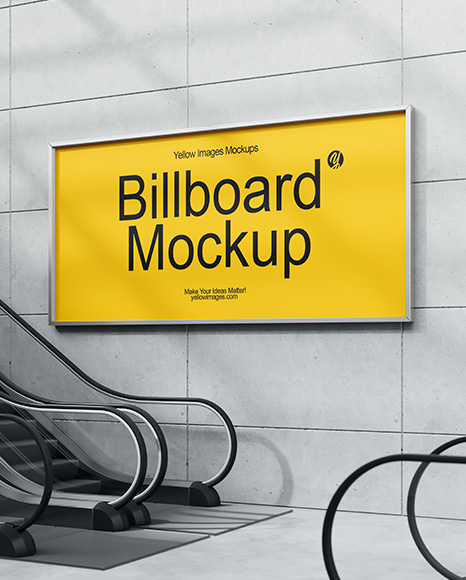 Billboard on a Wall Mockup - Wall frame mockup