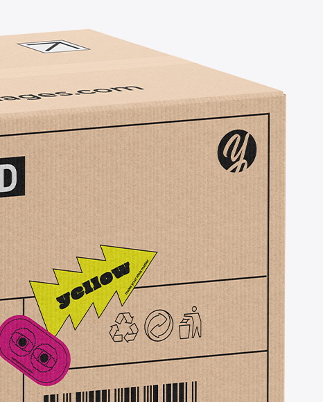 Cardboard Box Mockup – Half Side View