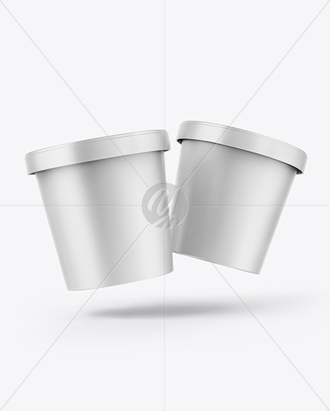 Two Matte Ice Cream Cups Mockup