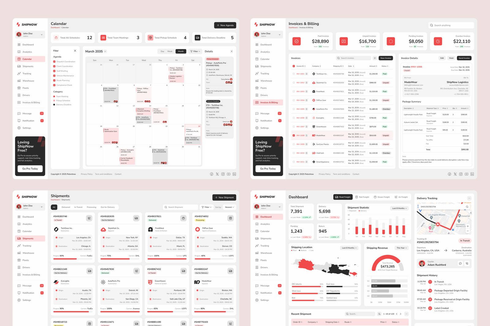 ShipNow - Shipping Management Dashboard UI Figma Template