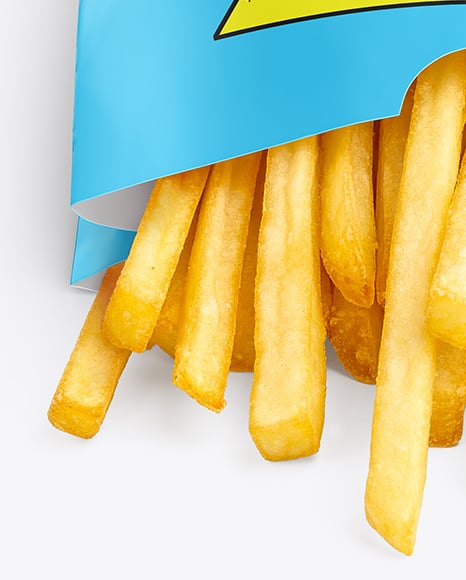 Paper Bag with French Fries Mockup