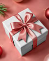 Christmas Present Box with Pink Bow Mockup