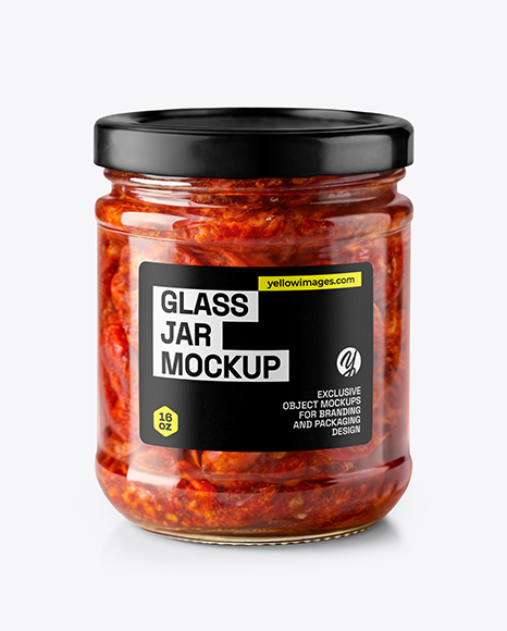 Clear Glass Jar with Sun Dried Tomatoes Mockup - Mockups