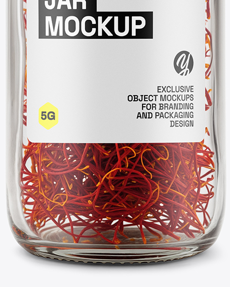Small Glass Bottle with Saffron Threads Mockup
