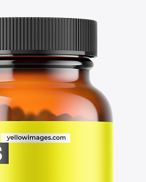 Amber Glass Pills Jar Mockup