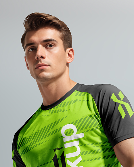 Man Wearing Badminton Uniform Mockup