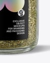 Glass Jar with Marjoram Spice Mockup