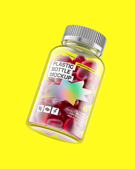 Plastic Bottle with Gummies Mockup