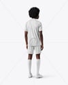 Man with Afro Hairstyle Wearing Polo Collar Jersey and Shorts Mockup