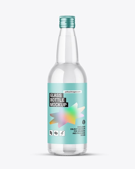 Clear Glass Water Bottle Mockup