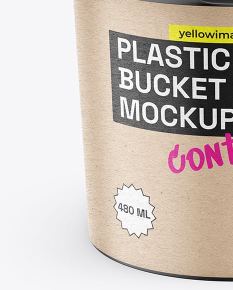Matte Plastic Bucket with Handle Mockup