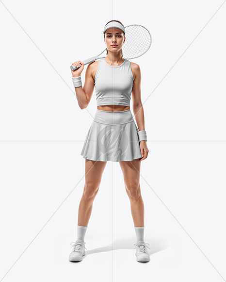 Woman Wearing Tennis Uniform Mockup