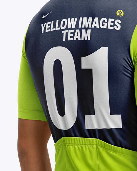 Man Wearing Cycling Jersey and Bib Shorts Mockup