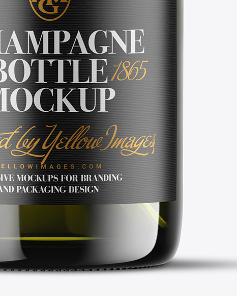 Green Glass Champagne Bottle Mockup