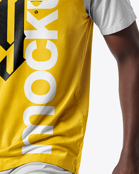 Soccer Player Wearing Raglan Jersey and Shorts Mockup