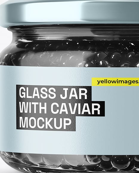Glass Jar with Black Caviar Mockup