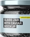 Glass Jar with Black Caviar Mockup