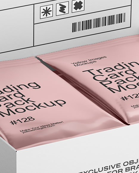 Box with Metallic Trading Card Packs Mockup
