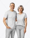Senior Couple Wearing T-shirt and Jeans Mockup