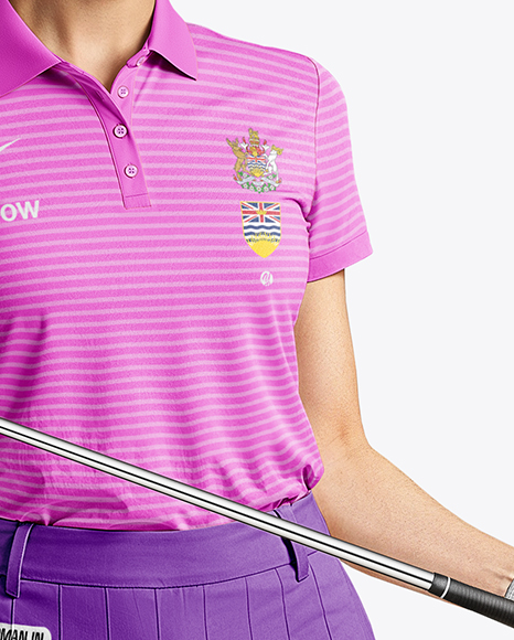 Woman Wearing Golf Shirt and Skirt Mockup