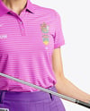 Woman Wearing Golf Shirt and Skirt Mockup