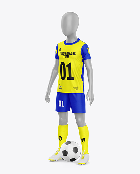 Kids Soccer Kit w/ Mannequin Mockup - Half Side View
